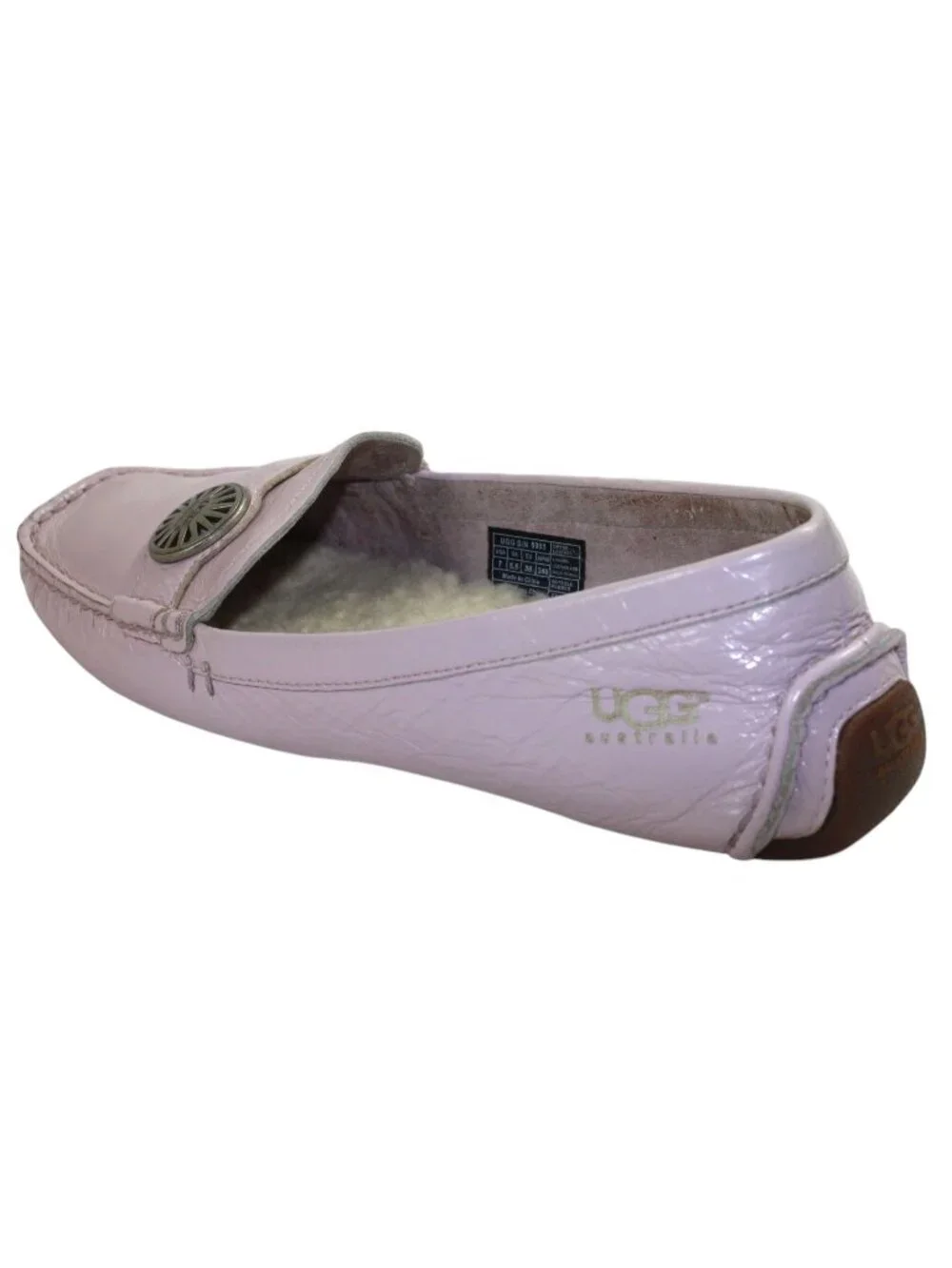 UGG Rosa Dusty Lavender Sunburst Concho Medallion Shearling Lined Moccasin SZ 7